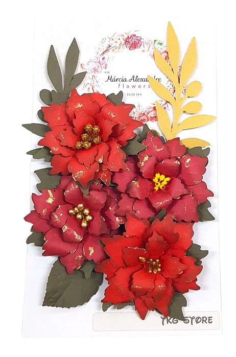 Flores de Papel Artesanal e Perfumadas Márcia Alexandre Flores vermelhas 0739