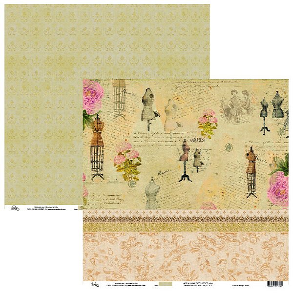 Folha Scrapbook Costura Vintage 9202 OK Scrapbook