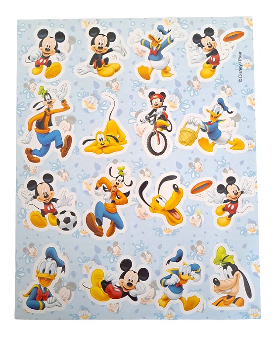 Adesivo Papel Disney Mickey Pluto Pateta Donald Atividades Grande 20x25cm Y463 FA
