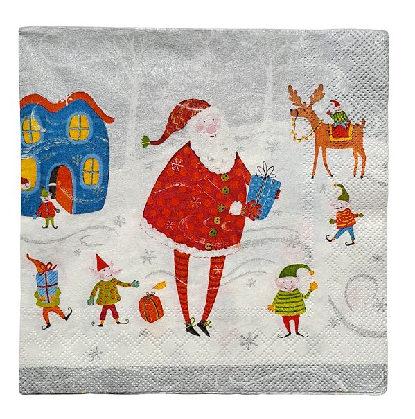 Guardanapo Decoupage Natal Papai Noel na Neve 239 com 4 unidades