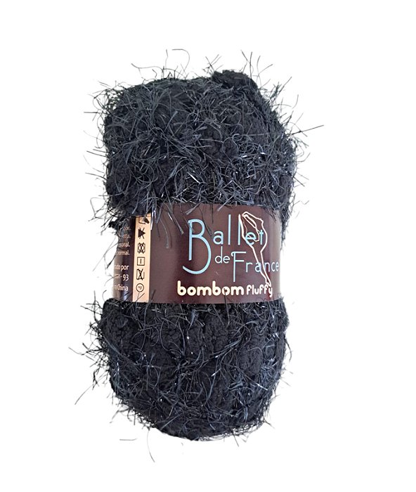 Novelo de Lã - Fio Bombom Fluffy Ballet de France Preto 0019