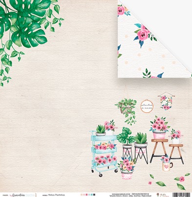 Folha Scrapbook Juju Coleção Quarentena Criativa Minhas Plantinhas