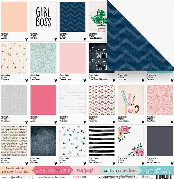 Folha Scrapbook Juju Coleção Quarentena Criativa Pantones da Quarentena
