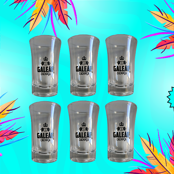 Caixa com 6 copos de dose 50ml - Cachaça Galeão