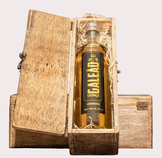 Caixa de Madeira com 1 Garrafa de Galeão Mel, Umburana e Limão