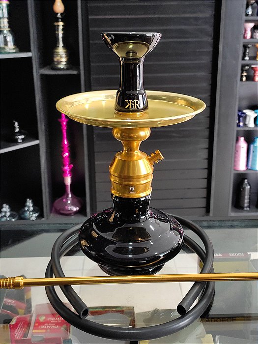 Narguile Triton Dourado com Preto