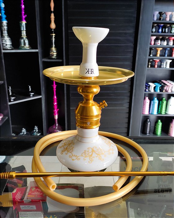 Narguile Triton Dourado com Vaso Hot