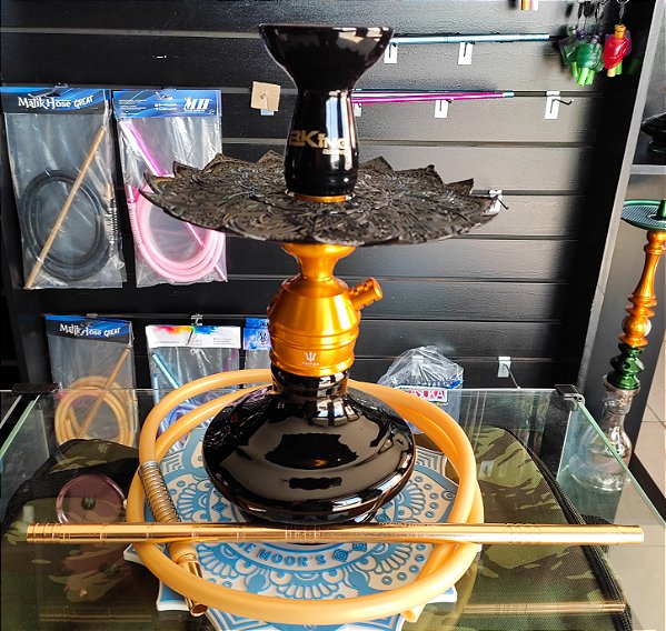Narguile Triton Dourado com prato Malik
