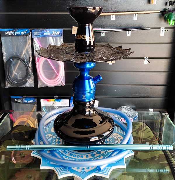 Narguile Triton Azul com prato Malik