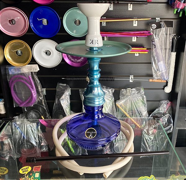 Narguile Malik Half 66 Azul Com mangueira Anti Chamas