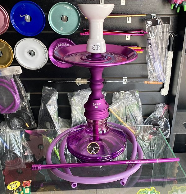 Narguile Malik Half 66 Roxo Com mangueira Anti Chamas