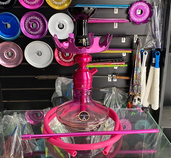 Narguile Triton Pink com Prato Coroa