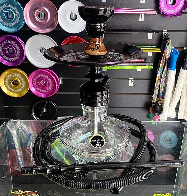 Narguile Magic Preto com vaso transparente
