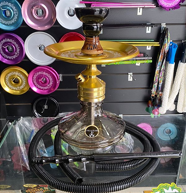 Narguile Magic Dourado com vaso Fumê