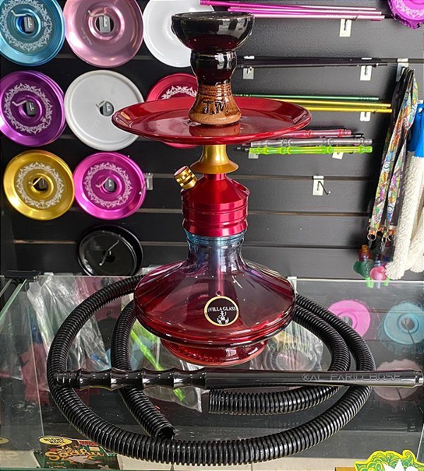 Narguile Magic Vermelho com vaso Degradê Vermelho e Azul
