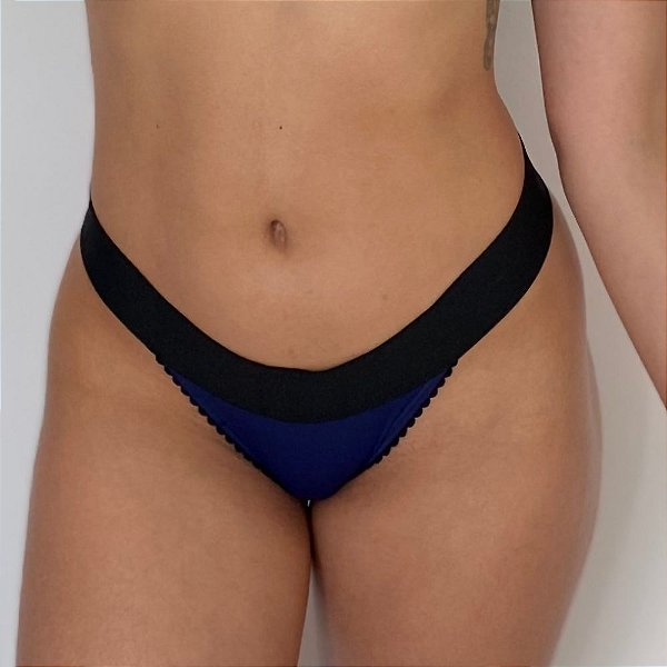 Calcinha Tanga Vitoria de Elástico largo Azul Marinho