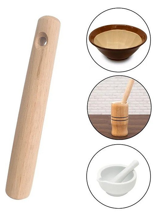 Pilão De Madeira Natural 17 Cm Para Alho Suribashi Japão