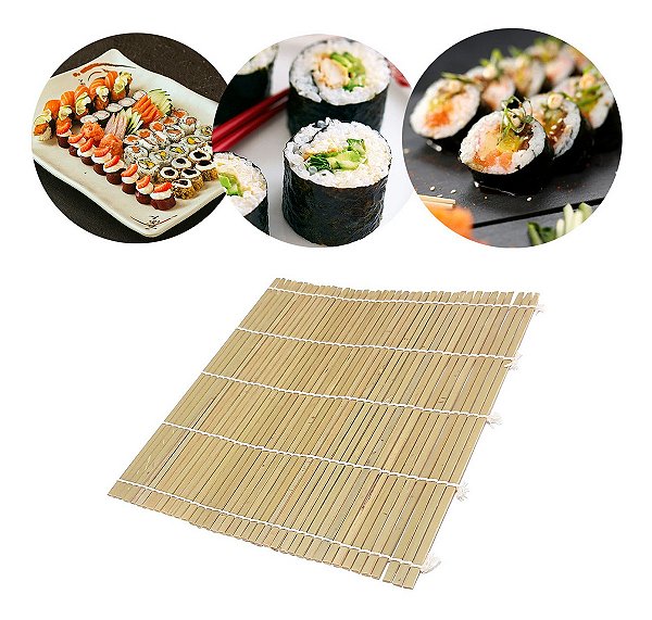 Esteira Sudare Bambu Enrolar Sushi Oriental 24 Cm grande