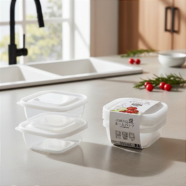 Kit 3 Potes Nakaya Com Tampa 380 ml Transparente Do Japão