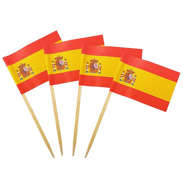 Palito Decorativo Bandeira Espanha 100un | Petiscos Festa Futebol