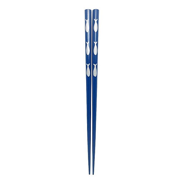 Hashi Peixe Prata Azul Madeira Talher Japones Oriental 23 Cm