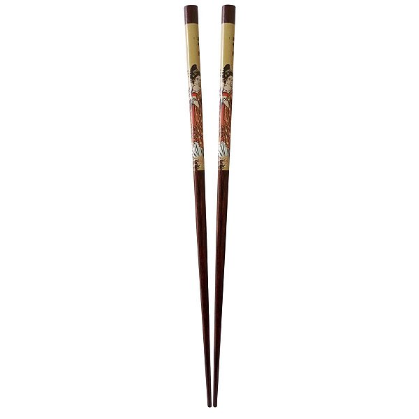 Hashi De Madeira Gueixa Marrom Japão 23cm Oriental Sushi