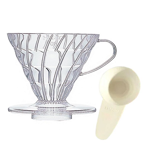 Suporte Filtro Coador Café V60 02 Clear C/ Colher Hario