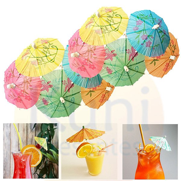 Kit 240 Espeto Palito Guarda Sol Chuva 10 Cm Bambu Buffet