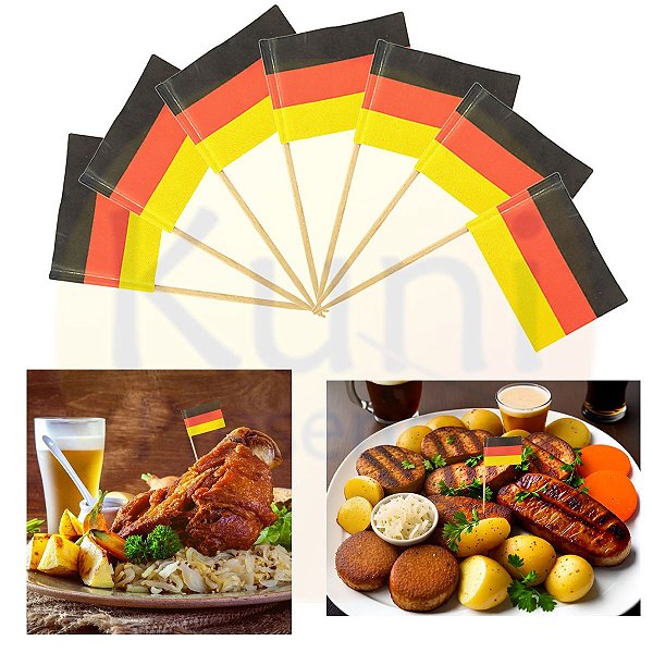 Kit 1.000 Palito Bandeira Alemanha | Espeto Decorativo Petiscos Festa Buffet