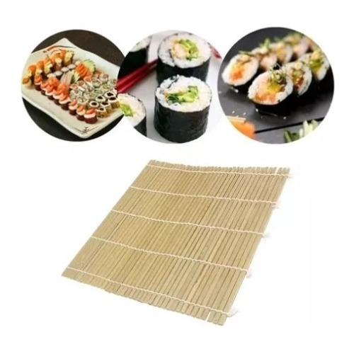 Kit 3 Esteira Sudare Bambu Enrolar Sushi Hot Roll Oriental