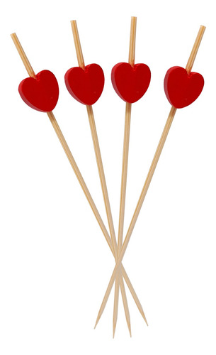 Kit Com 500 Espetinho Coração 12cm - Petisco Festa Buffet
