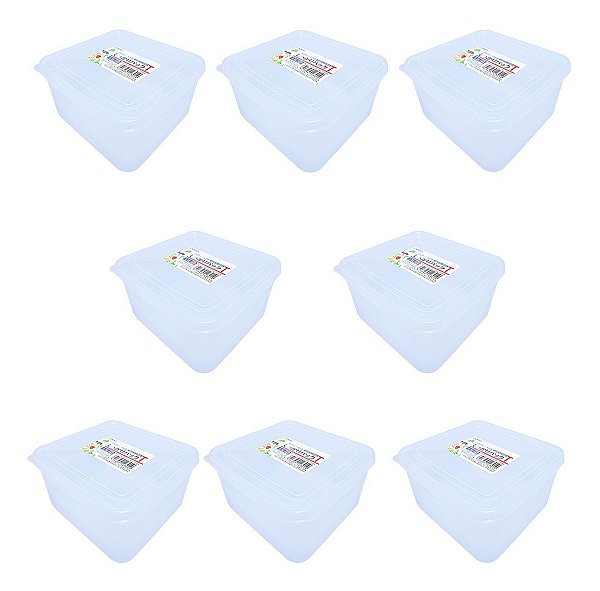 Kit C/ 8 Pote Plástico Japão C/escorredor Queijo Tofu 1.1 L