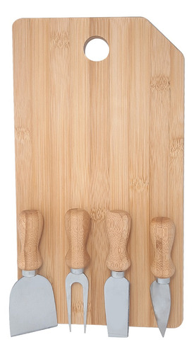 Kit Para Queijo 5 Peças De Bambu E Aço Inox Oregon Welf