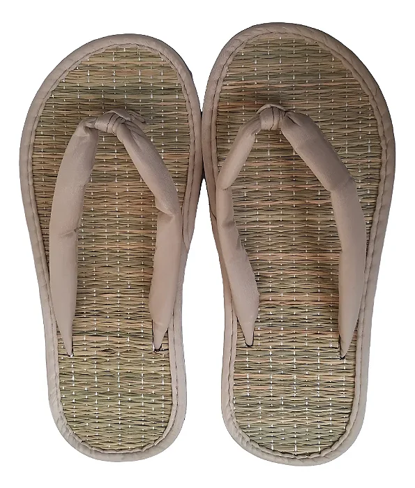 Chinelo De Palha Japonês Zori Bege