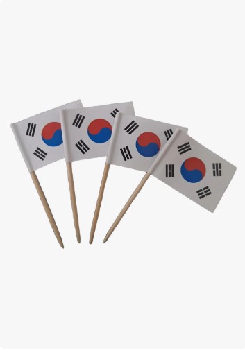 Kit 1.000 Palito Bandeira Coreia | Espeto Decorativo Petiscos Festa Buffet