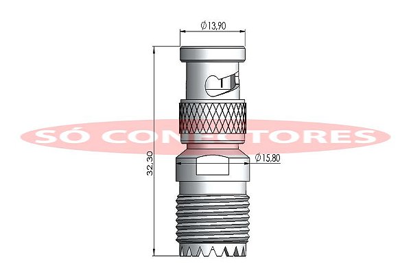 Adaptador Uhf Fêmea para Bnc Macho