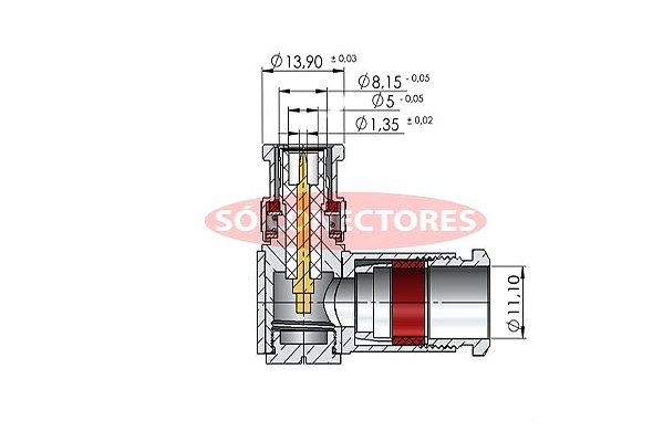 Conector Bnc Macho de Prensa Cabo Rgc-213 Angular