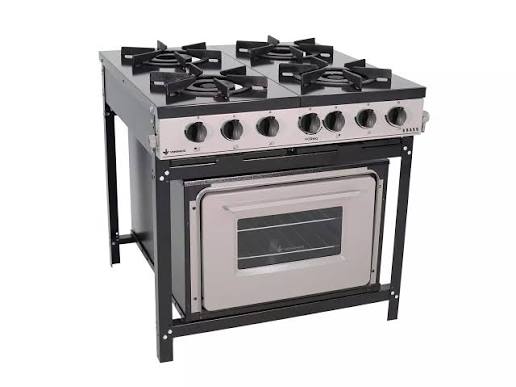 Fogão Industrial Profissional Modelo Bravo 4 Bocas com Forno BR4BFBR