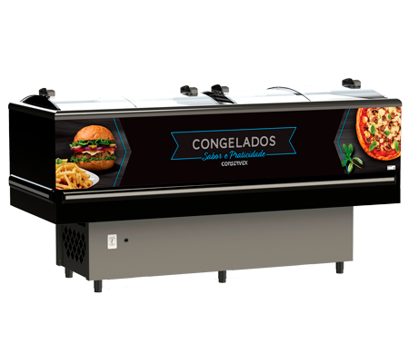 Ilha Expositor para Congelados com Vidro Curvo 2m ILC200