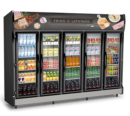 Geladeira Expositora Vitrine Vertical Refrigerada Auto-Serviço 5 Portas AS5E