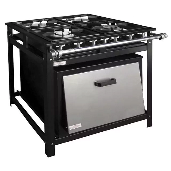 Fogão Industrial Profissional 4 Bocas Economy com Forno 30x30 Baixa Pressão