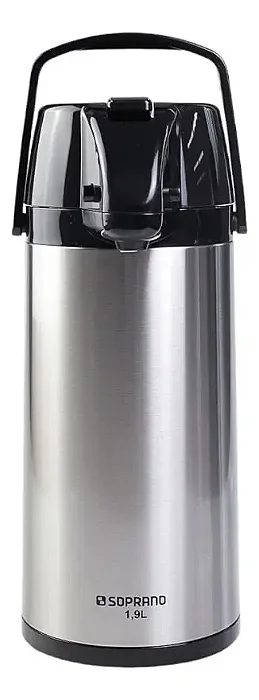 Garrafa Térmica de Pressão em Aço Inox Exclusiva 1,9L