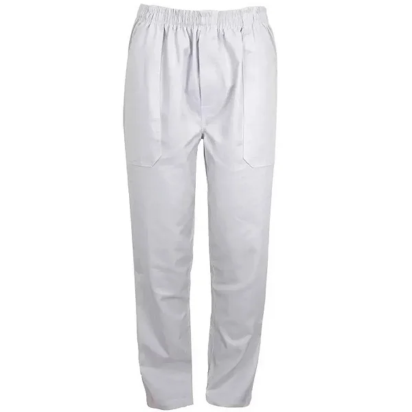 Calça Brim Branca com Elástico Total e 4 Bolsos