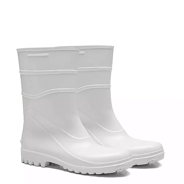 Bota para Açougue Borracha PVC Cano Médio Branca com Forro
