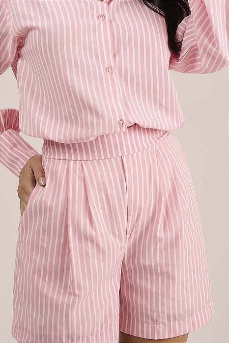 bermuda listrada branco e rosa