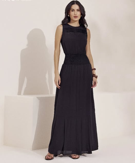 vestido longo preto