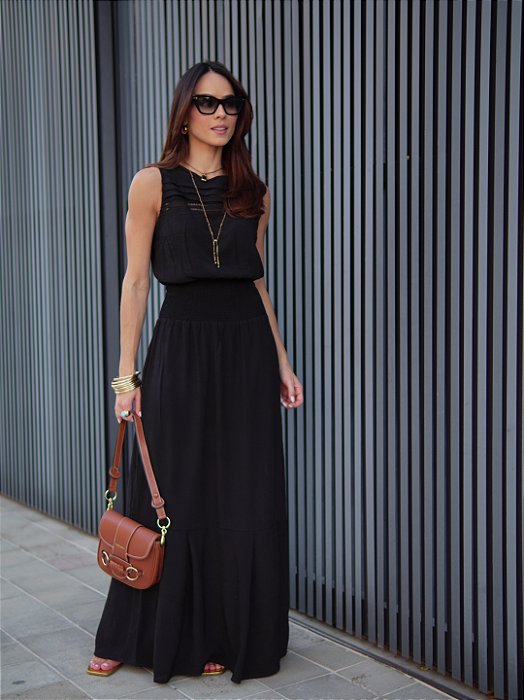 vestido longo preto