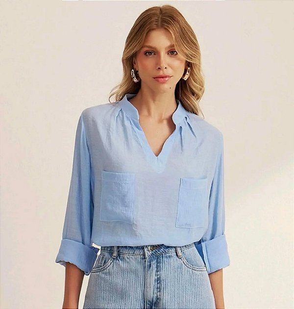 camisa feminina azul