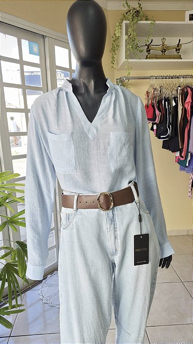 camisa feminina azul