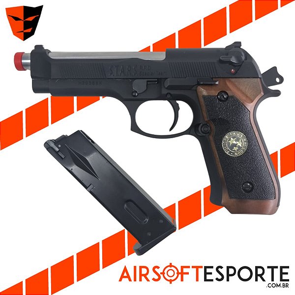 Pistola de Airsoft GBB WE M92 Biohazard Semi Preto